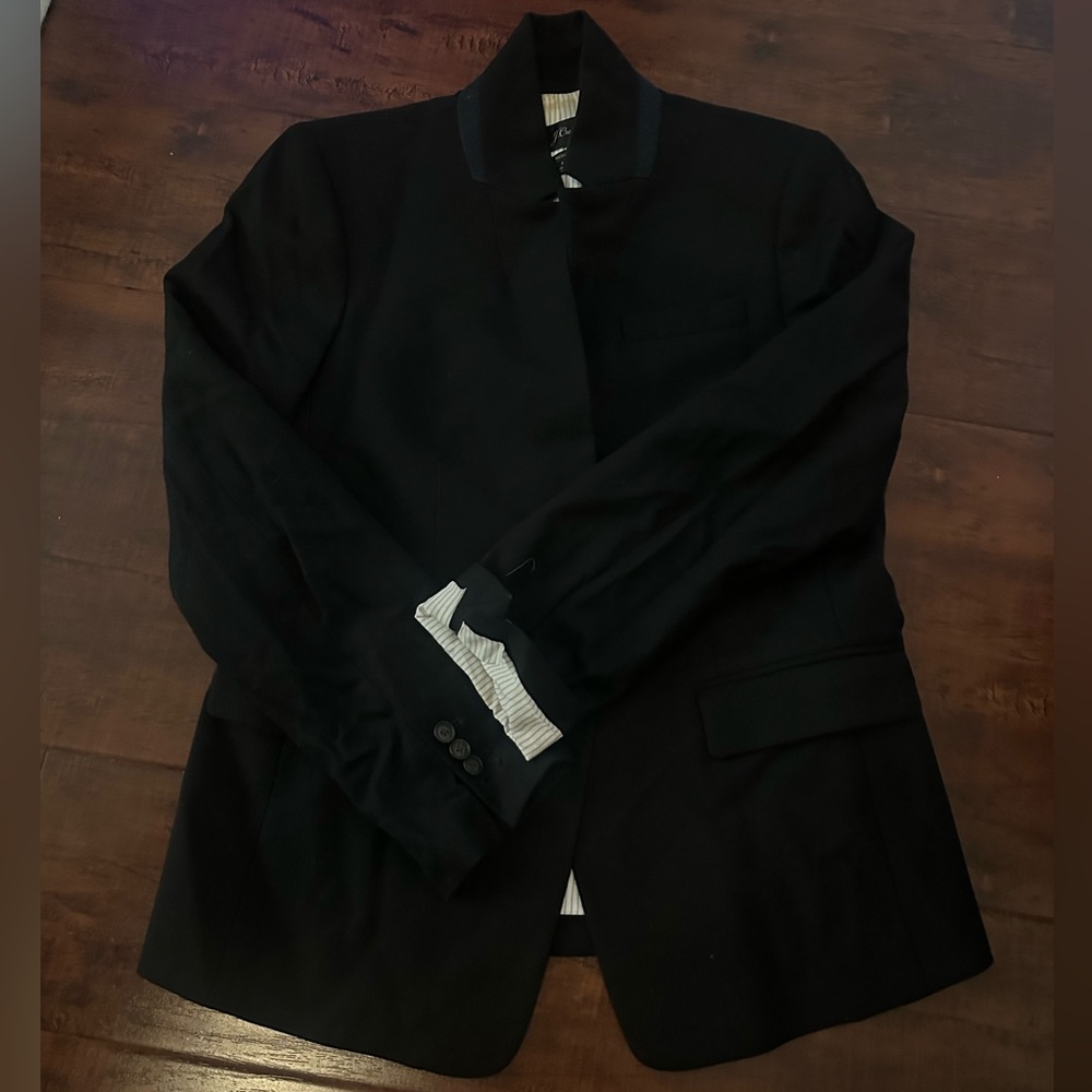 J. Crew Black and White Striped Blazer